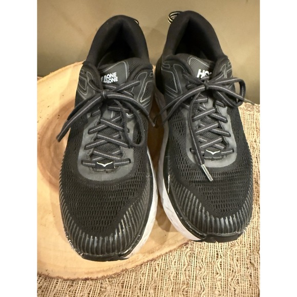 HOKA Bondi 7 Athletic Sneaker Shoes Mens Size 9 Black Mesh Lace Up 1110518‎ BWHT main image 7